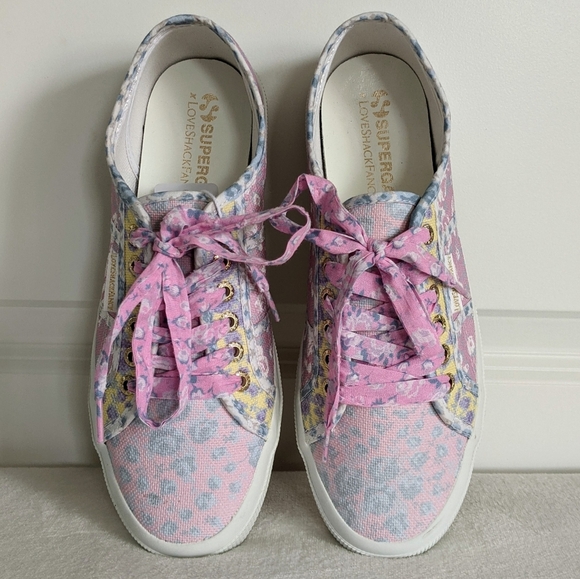 LoveShackFancy x Superga Cotton Canvas Floral Sneaker Rose Heart Mix 10 NWT - Picture 6 of 15